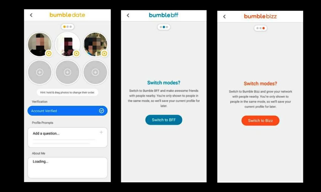Different Bumble Modes, Bumble app