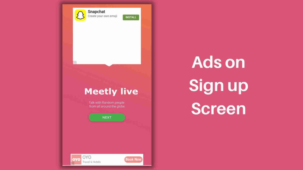 Ads on Sign up Screen, Meetly App Review
