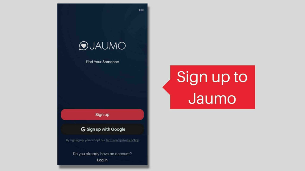 Jaumo Sign up, 