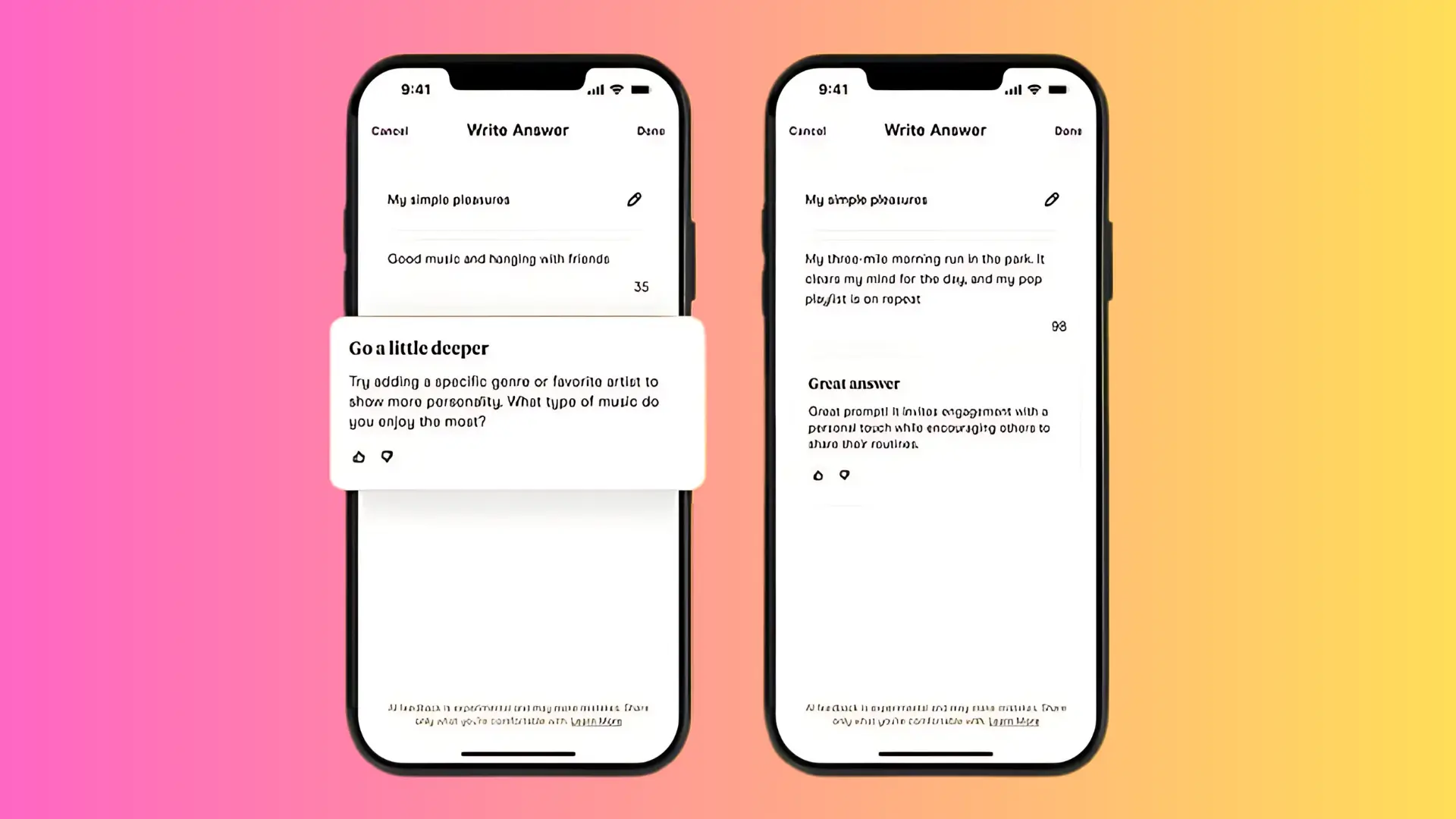 Hinge Prompt Feedback Feature