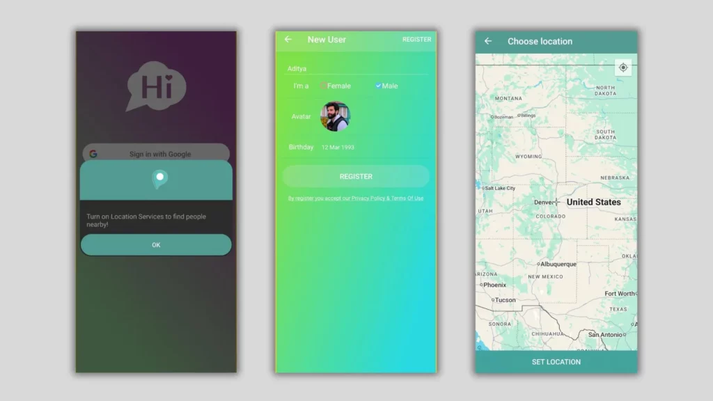 SayHi App Sign-up